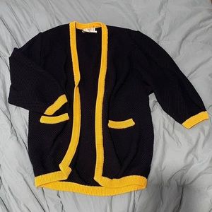 Vintage Valentino Navy / Yellow Hemmed Cardigan